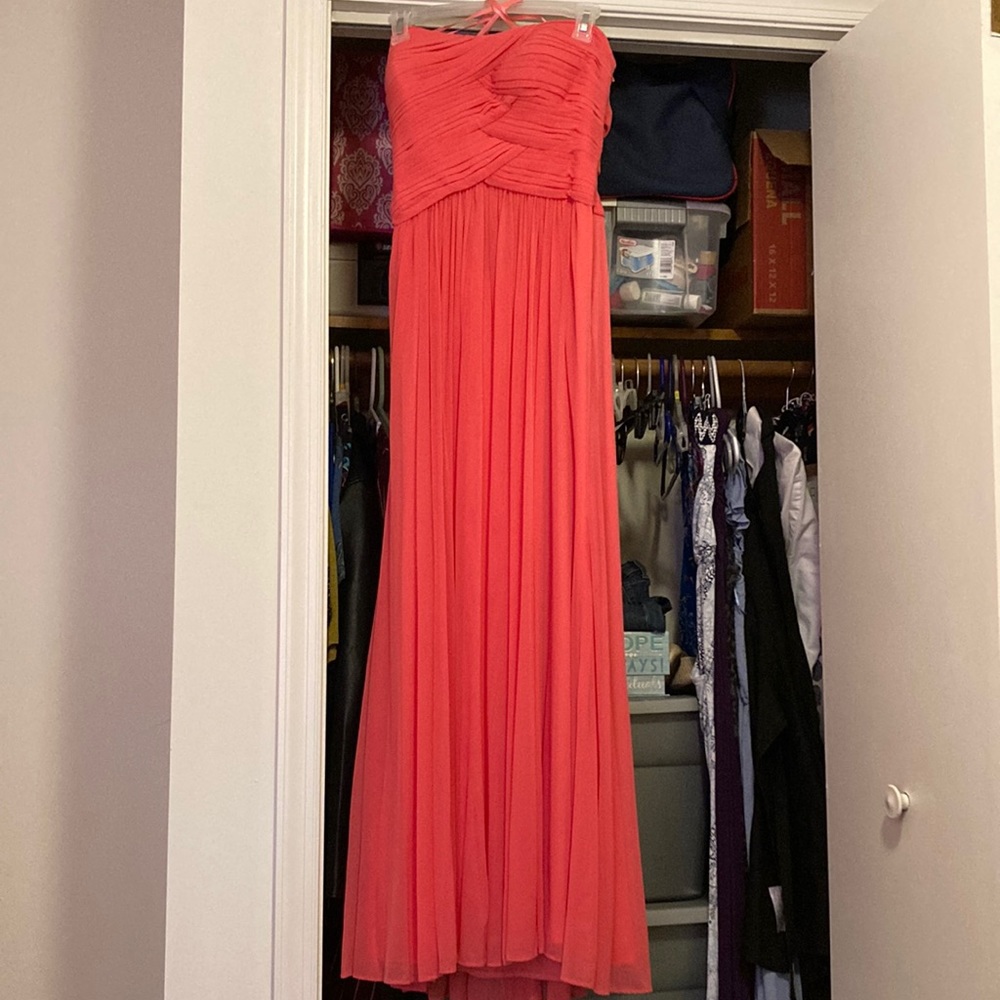 Coral floor length dress, beaded